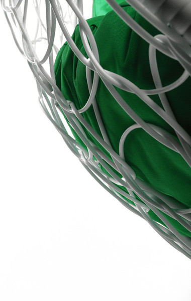 Изображение товара Кресло подвесное M-Group XL / 11120104 (белый ротанг/зеленая подушка)