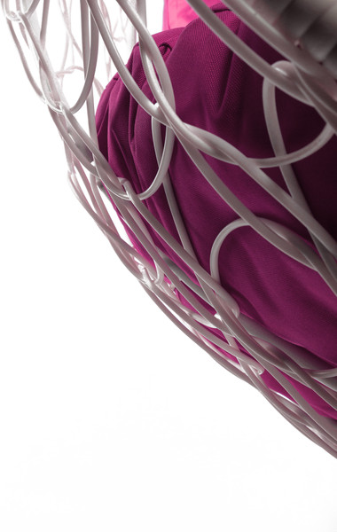 Изображение товара Кресло подвесное M-Group XL / 11120108 (белый ротанг/розовая подушка)