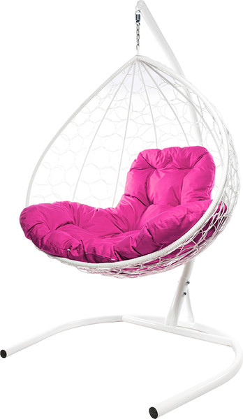 Изображение товара Кресло подвесное M-Group XL / 11120108 (белый ротанг/розовая подушка)