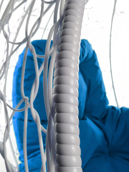 Изображение товара Кресло подвесное M-Group XL / 11120110 (белый ротанг/синяя подушка)