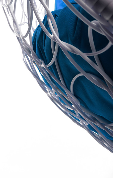 Изображение товара Кресло подвесное M-Group XL / 11120110 (белый ротанг/синяя подушка)