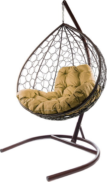 Изображение товара Кресло подвесное M-Group XL / 11120201 (коричневый ротанг/бежевая подушка)