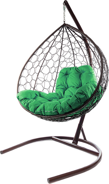 Изображение товара Кресло подвесное M-Group XL / 11120204 (коричневый ротанг/зеленая подушка)