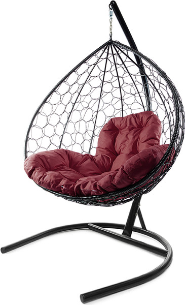 Изображение товара Кресло подвесное M-Group XL / 11120402 (черный ротанг/бордовая подушка)