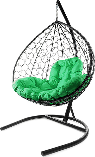 Изображение товара Кресло подвесное M-Group XL / 11120404 (черный ротанг/зеленая подушка)