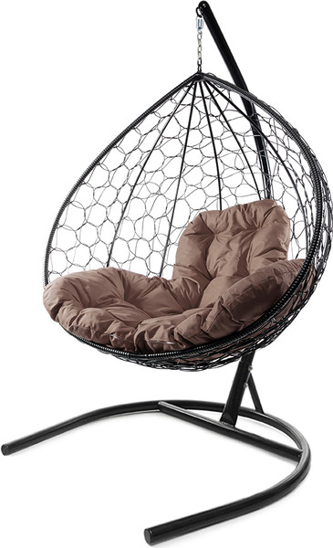 Изображение товара Кресло подвесное M-Group XL / 11120405 (черный ротанг/коричневая подушка)