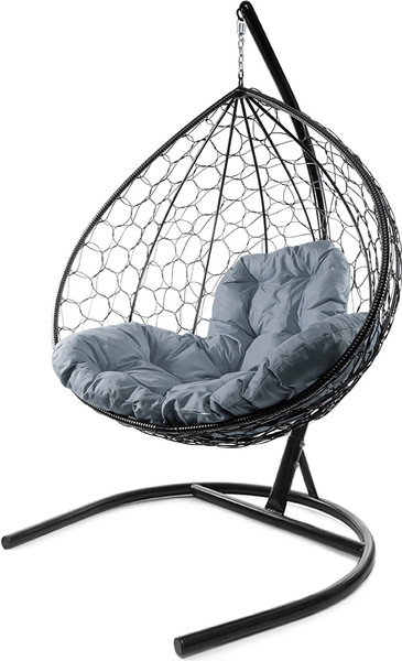 Изображение товара Кресло подвесное M-Group XL / 11120409 (черный ротанг/серая подушка)