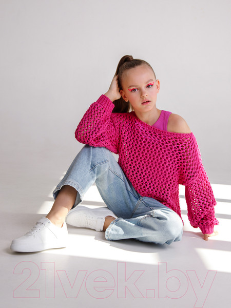 Изображение товара Джемпер детский Amarobaby Knit Trend / AB-OD21-KNITT2602/06-128 (розовый, р.128)