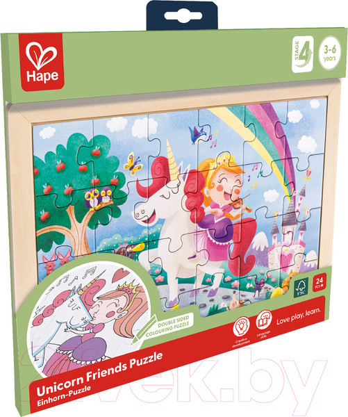 Изображение товара Развивающая игра Hape Единорог и принцесса – вместе навсегда 2 в 1 / E1642_HP