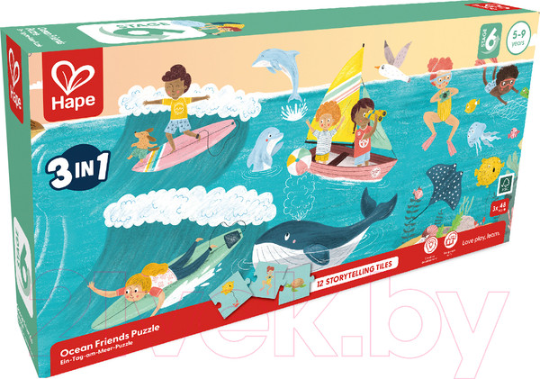 Изображение товара Набор пазлов Hape Океанические друзья 3 в 1 / E1645_HP
