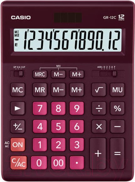 Изображение товара Калькулятор Casio GR-12C-WR-W-EP (бордовый)