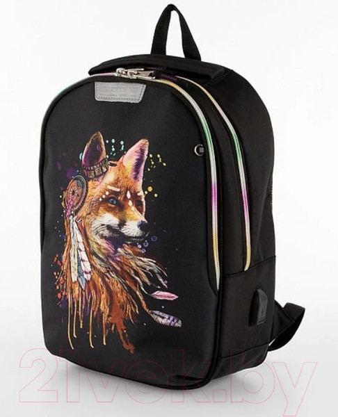 Изображение товара Школьный рюкзак Ecotope Kids Лиса / 057-22003/1-34-CLR (черный)