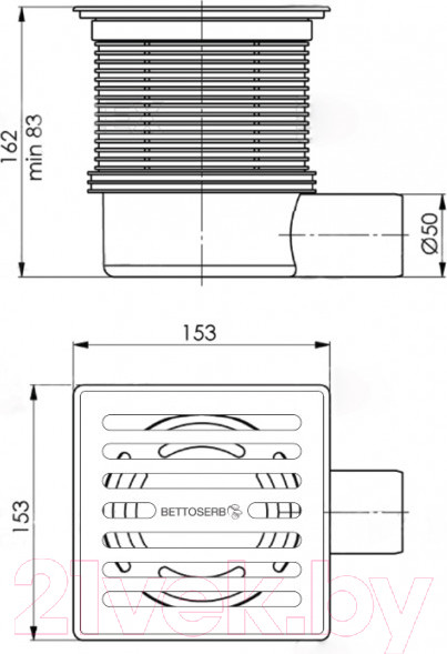 Изображение товара Трап для душа Bettoserb 15x15 14702509 (329631)