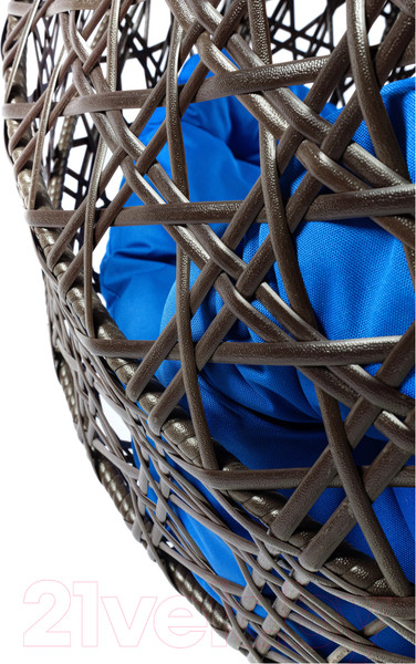 Изображение товара Кресло подвесное M-Group Для двоих Люкс / 11510210 (коричневый ротанг/синяя подушка)