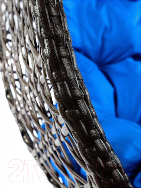 Изображение товара Кресло подвесное M-Group Для двоих Люкс / 11510210 (коричневый ротанг/синяя подушка)