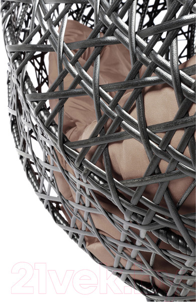 Изображение товара Кресло подвесное M-Group Для двоих Люкс / 11510405 (черный ротанг/коричневая подушка)