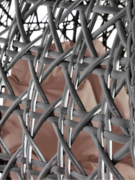 Изображение товара Кресло подвесное M-Group Для двоих Люкс / 11510405 (черный ротанг/коричневая подушка)