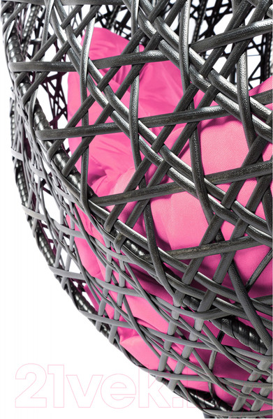 Изображение товара Кресло подвесное M-Group Для двоих Люкс / 11510408 (черный ротанг/розовая подушка)