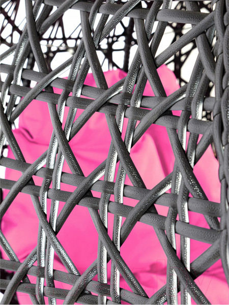 Изображение товара Кресло подвесное M-Group Для двоих Люкс / 11510408 (черный ротанг/розовая подушка)