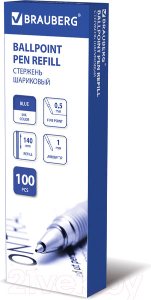 Изображение товара Набор шариковых стержней Brauberg 880202 (100шт, синий)