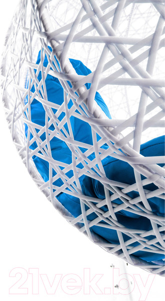 Изображение товара Кресло подвесное M-Group Для двоих Люкс / 11510110 (белый ротанг/синяя подушка)