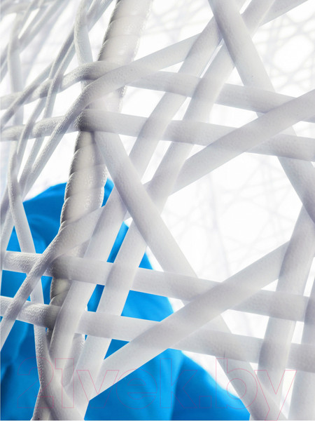 Изображение товара Кресло подвесное M-Group Для двоих Люкс / 11510110 (белый ротанг/синяя подушка)