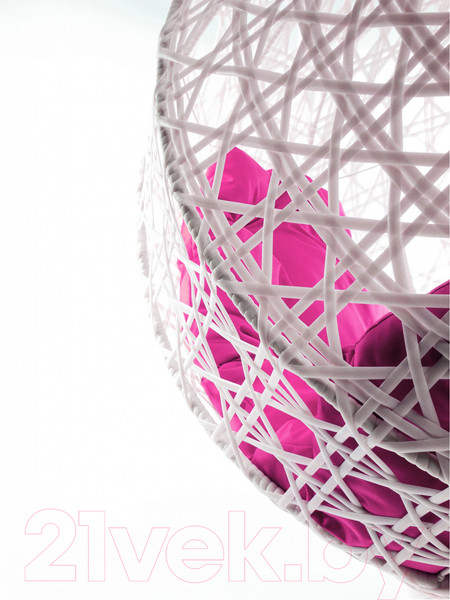 Изображение товара Кресло подвесное M-Group Для двоих Люкс / 11510108 (белый ротанг/розовая подушка)