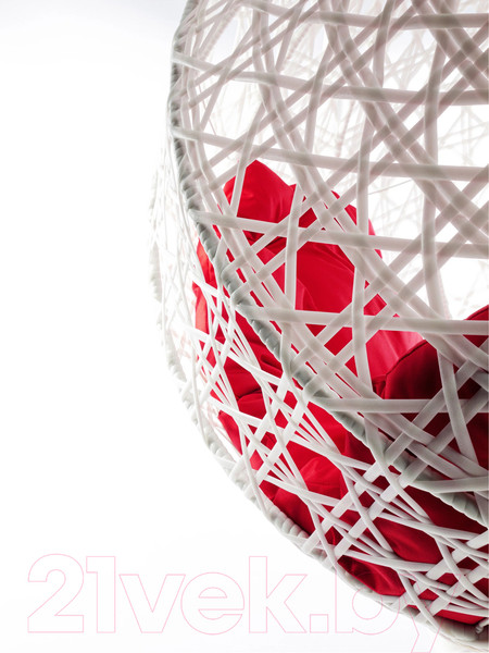 Изображение товара Кресло подвесное M-Group Для двоих Люкс / 11510106 (белый ротанг/красная подушка)