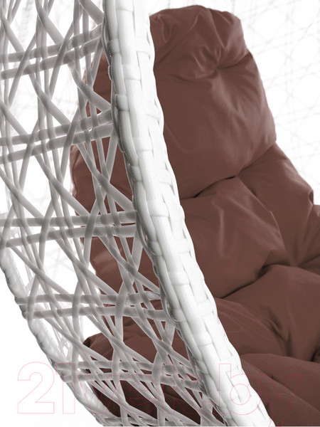 Изображение товара Кресло подвесное M-Group Для двоих Люкс / 11510105 (белый ротанг/коричневая подушка)