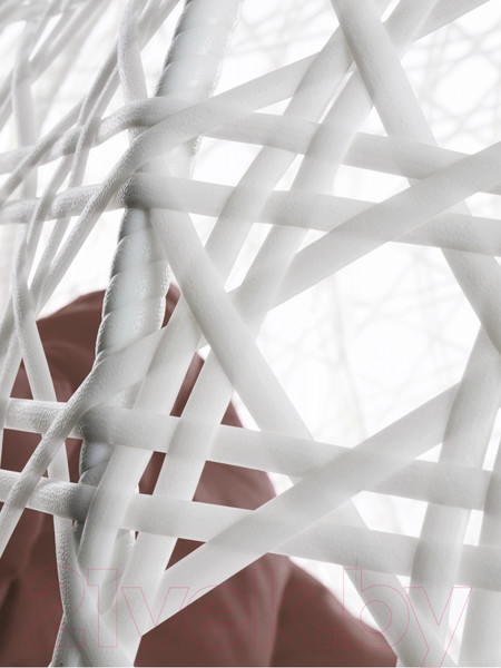 Изображение товара Кресло подвесное M-Group Для двоих Люкс / 11510105 (белый ротанг/коричневая подушка)