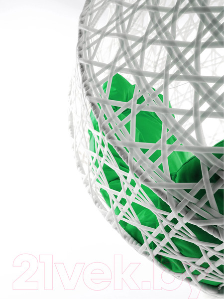 Изображение товара Кресло подвесное M-Group Для двоих Люкс / 11510104 (белый ротанг/зеленая подушка)