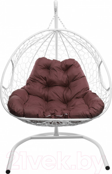 Изображение товара Кресло подвесное M-Group Для двоих / 11450102 (белый ротанг/бордовая подушка)