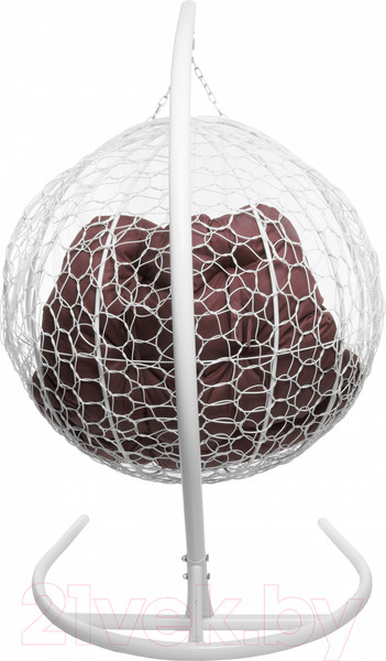 Изображение товара Кресло подвесное M-Group Для двоих / 11450102 (белый ротанг/бордовая подушка)