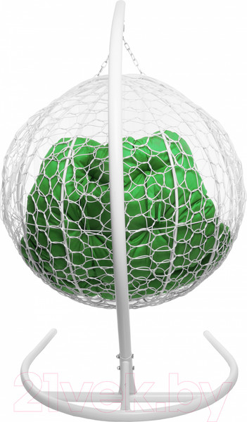 Изображение товара Кресло подвесное M-Group Для двоих / 11450104 (белый ротанг/зеленая подушка)