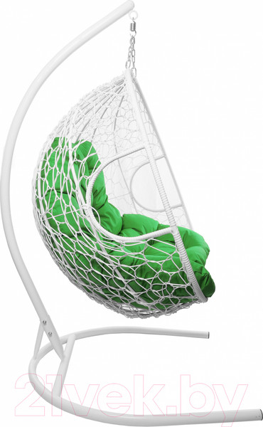 Изображение товара Кресло подвесное M-Group Для двоих / 11450104 (белый ротанг/зеленая подушка)