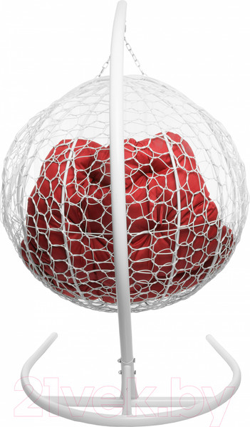 Изображение товара Кресло подвесное M-Group Для двоих / 11450106 (белый ротанг/красная подушка)