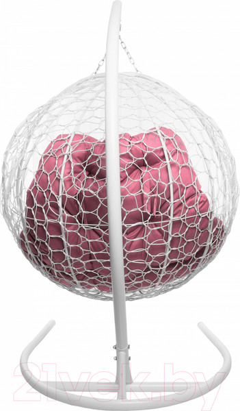 Изображение товара Кресло подвесное M-Group Для двоих / 11450108 (белый ротанг/розовая подушка)