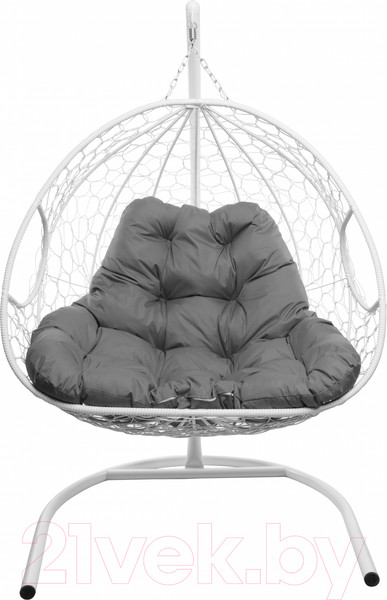 Изображение товара Кресло подвесное M-Group Для двоих / 11450109 (белый ротанг/серая подушка)