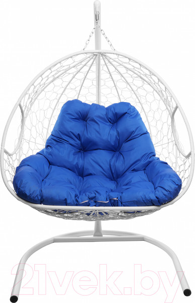 Изображение товара Кресло подвесное M-Group Для двоих / 11450110 (белый ротанг/синяя подушка)