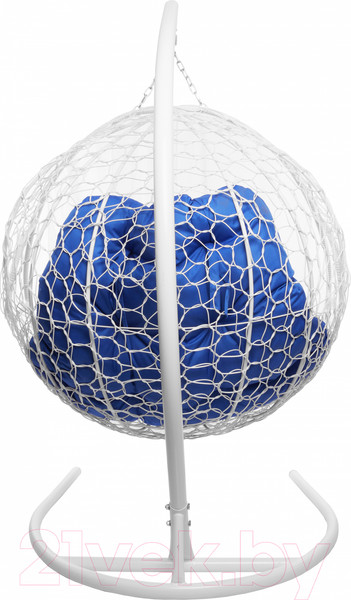 Изображение товара Кресло подвесное M-Group Для двоих / 11450110 (белый ротанг/синяя подушка)