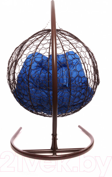 Изображение товара Кресло подвесное M-Group Для двоих / 11450210 (коричневый ротанг/синяя подушка)