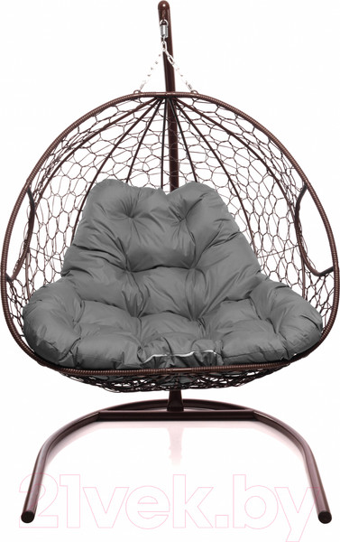 Изображение товара Кресло подвесное M-Group Для двоих / 11450209 (коричневый ротанг/серая подушка)