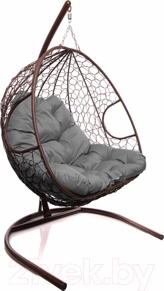 Изображение товара Кресло подвесное M-Group Для двоих / 11450209 (коричневый ротанг/серая подушка)