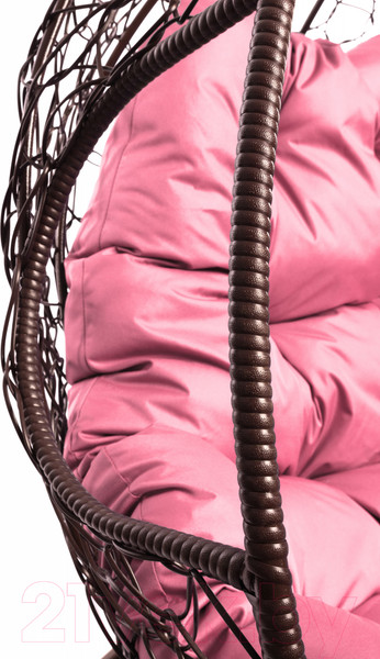 Изображение товара Кресло подвесное M-Group Для двоих / 11450208 (коричневый ротанг/розовая подушка)