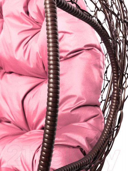 Изображение товара Кресло подвесное M-Group Для двоих / 11450208 (коричневый ротанг/розовая подушка)