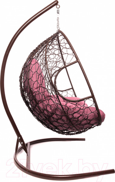 Изображение товара Кресло подвесное M-Group Для двоих / 11450208 (коричневый ротанг/розовая подушка)