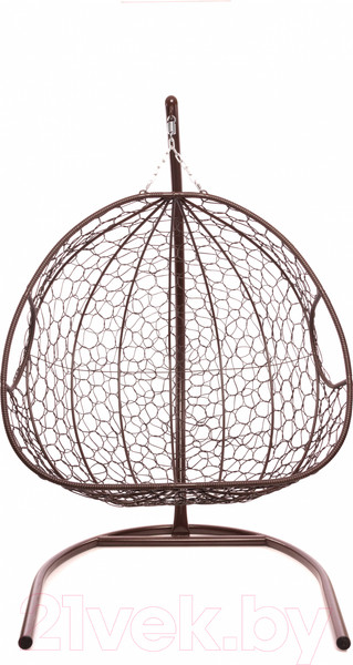 Изображение товара Кресло подвесное M-Group Для двоих / 11450208 (коричневый ротанг/розовая подушка)