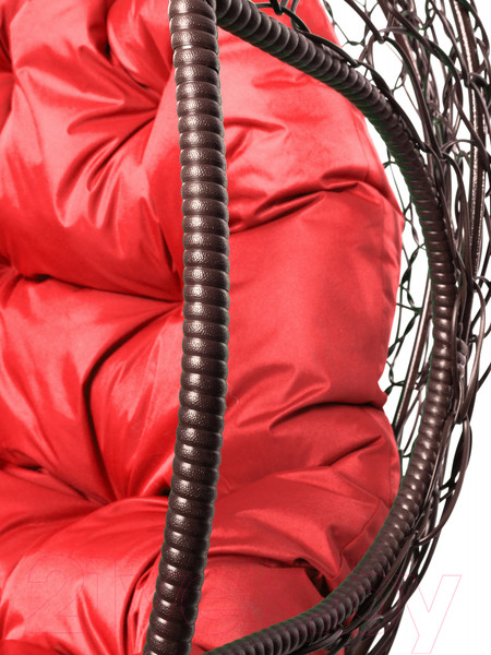 Изображение товара Кресло подвесное M-Group Для двоих / 11450206 (коричневый ротанг/красная подушка)