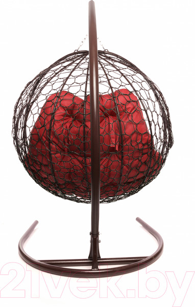 Изображение товара Кресло подвесное M-Group Для двоих / 11450206 (коричневый ротанг/красная подушка)