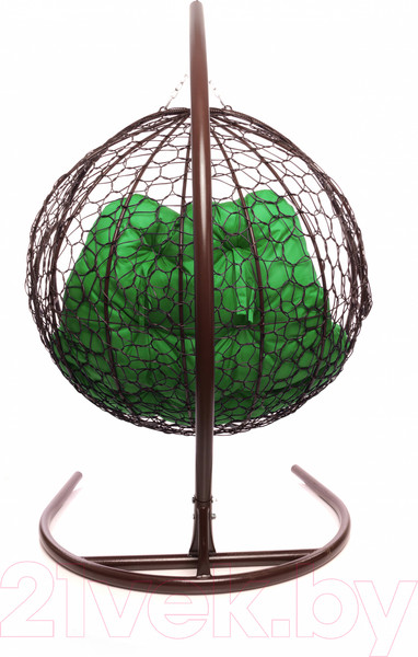 Изображение товара Кресло подвесное M-Group Для двоих / 11450204 (коричневый ротанг/зеленая подушка)